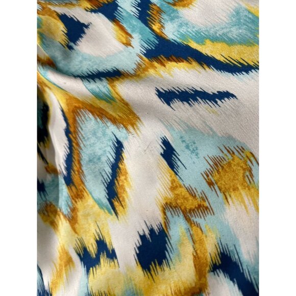 Chicos Ikat Print‎ Satin Poncho Lightweight Tie Front Blouse Sz 1.5 Boho Artsy - Picture 10 of 11
